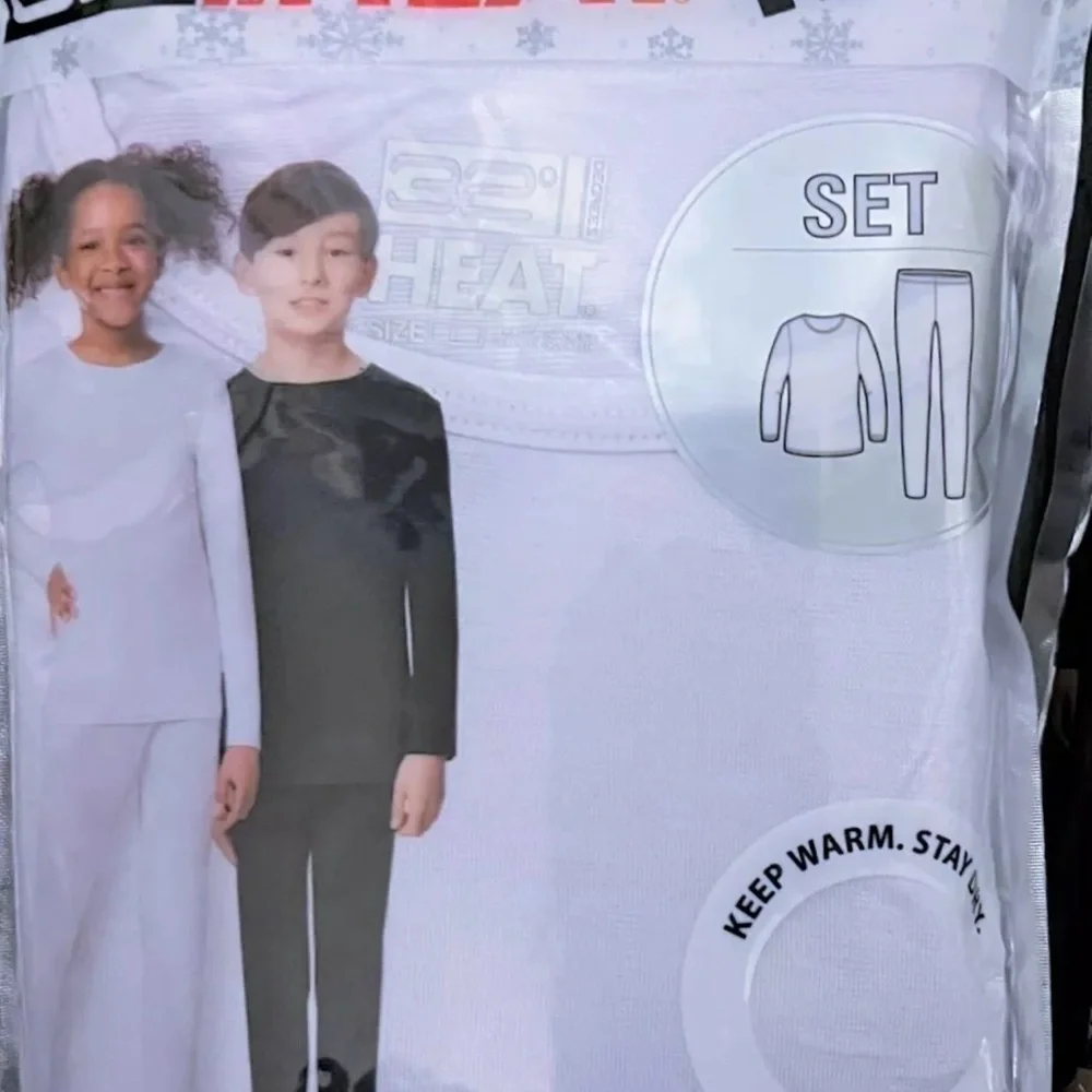 32degrees kids heat Long Sleeve Crew Neck Legging Set Large 12/14 White